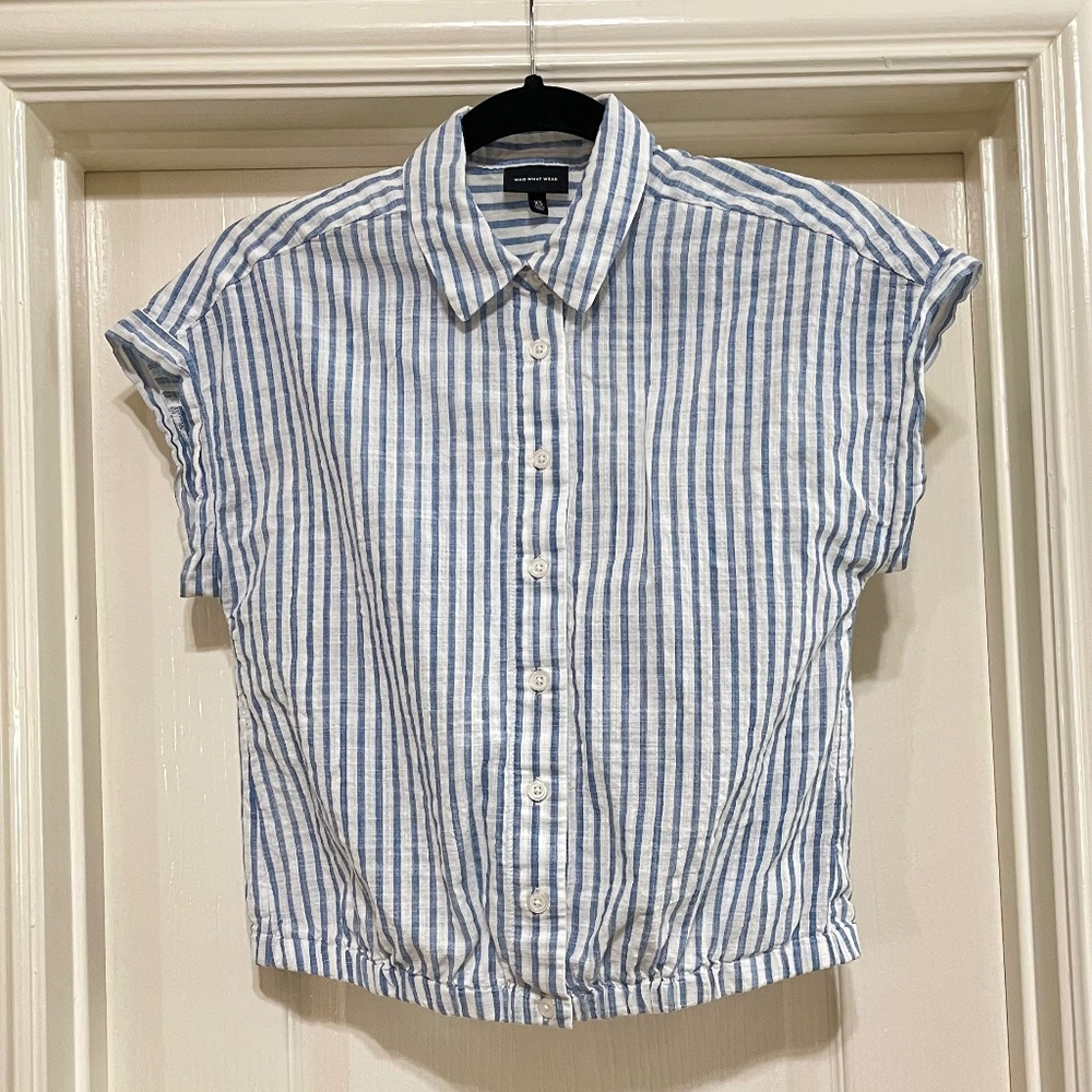 Who What Wear Button Shirt Cap Sleeve